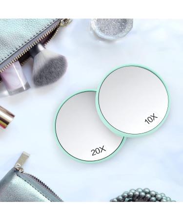 Funtopia 20X/10X Magnifying Mirror and Tweezers Kit - Compact Travel Mirror for Makeup, Eyebrow Tweezing, Blackhead & Blemish Removal - 3.5 Inch Green - Buy Online on SooperMarket.com