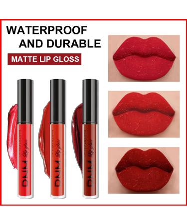 3Pcs Matte Lip Gloss Set Matte Liquid Lipstick Set Lip Stain Long-Lasting Waterproof Lipgloss Makeup Gift Lipsticks Set Vibrant Lips Set (05) #05 - Buy Online on SooperMarket.com