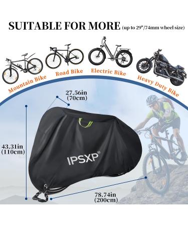 IPSXP Heavyweight Waterproof Bicycle Cover 210D Oxford UV Protected Dustproof Fits All Bike Types (208x112x76cm) - Ideal for Snow & Festivals - Buy Online on SooperMarket.com