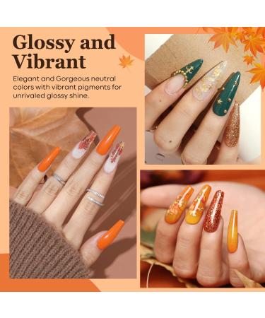 Modelones 32 Pcs Fall Orange Halloween Pumpkin Dip Powder Nail Kit with 20 Colors - Perfect for Nail Art Manicure Beginner DIY Salon - A1 Autumns Finest - Buy Online on SooperMarket.com