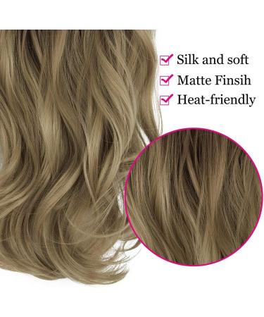 OMGREAET Brown Ombre Wavy Curly Halo Hair Extensions - Light Brown to Light Blonde - 20 Inch - Heat Friendly Fiber - No Clip - Buy Online on SooperMarket.com