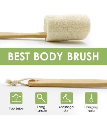 Natural Loofah Back Scrubber QpenguinBabies Loofah on a Stick with Natural Loofah Sponge Exfoliating Body Sponge Scrubber With Long Wooden Handle Back Brush For Men & Women in Bath Spa Shower 2 Pack - Buy Online on SooperMarket.com