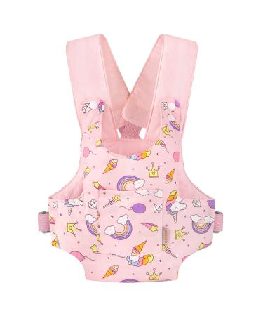GAGAKU Doll Carrier Doll Accessories Stuffed Animal Carrier with Adjustable Straps for Kids Pink (Stars) 2_pink_stars