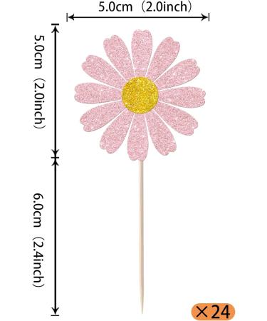 Rsstarxi 24 Pack Daisy Cupcake Toppers Baby Shower Birthday Chrysanthemum Party Cupcake Picks for Daisy Flower Theme Spring Birthday Wedding Party Cake Decorations Pink Design 1 Pink - Buy Online on SooperMarket.com