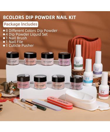 Morovan Dip Powder Nail Kit Starter - 8 Colors Brown Dipping Kit for Salon-Worthy Nails at Home - Buy Online on SooperMarket.com