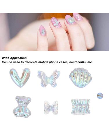 3D Nail Art Decorations Colorful Resin Aurora Bowknot Bear Shell Love Rhinestones Nail Nail Ornament for Women Salon DIY Accessories - Buy Online on SooperMarket.com