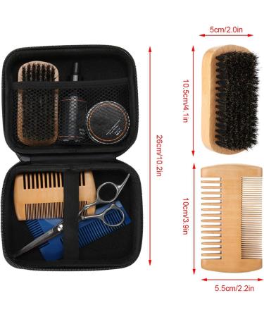 7Pcs Beard Nursing Set - Mustache Hair Care Tool for Men, Includes Oil, Brush, Comb, Scissor - Ideal for Hair and Beard - Buy Online on SooperMarket.com