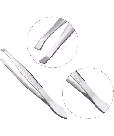 Peowuieu Silver Tone Slanted Flat Tip Metal Hair Eyebrow Tweezer Cosmetic Tool for Lady - Buy Online on SooperMarket.com