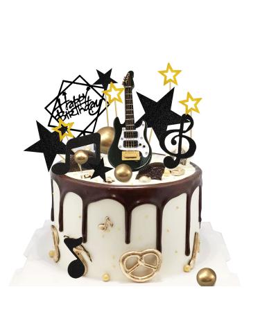 24PCS Guitar Cake Toppers Music Note Birthday Cake Toppers 1:12 Guitar Model Decorations For Musician Party Birthday party Rock Theme Party