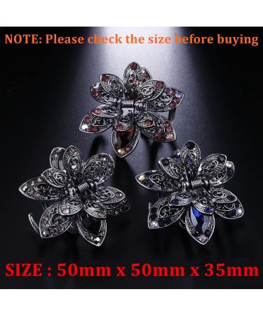 WSERE Set of 3 Mini Rhinestone Hair Jaw Clips for Women Girls - Non Slip Exquisite Claw Clip - Easy to Match - Multicolor - Pack of 3 - Buy Online on SooperMarket.com