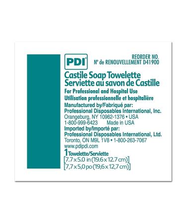 PDI Castile Soap Wipes with Coconut Oil - 100 Premoistened Towelettes, Travel Size, 5 x 7.7 - 1 Pack - Buy Online on SooperMarket.com