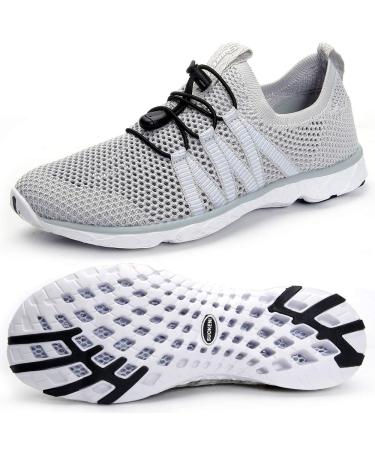 SUOKENI Women's Quick Drying Slip On Water Shoes for Beach or Water Sports 9 Lightgray