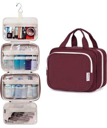 Narwey Hanging Travel Toiletry Bag for Women - Wine Red (Large) | Organizer for Cosmetics, Makeup, and Travel Size Accessories - Buy Online on SooperMarket.com