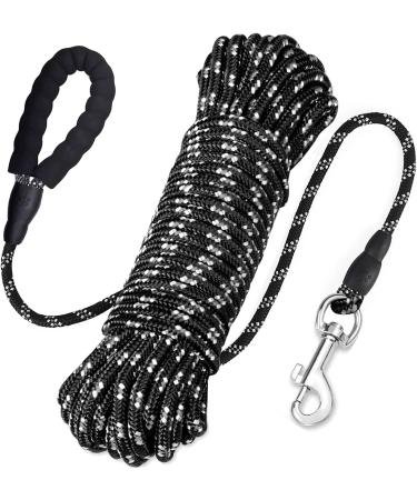 Reflective 65FT Dog Training Lead Rope for Hiking & Walking | Nylon Long Recall Leash with Comfortable Handle - Buy Online on SooperMarket.com