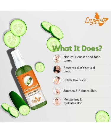 Crysalis Cucumber Hydrosol | 100% Pure Natural Cold Pressed Floral Water Mist Spray | Sun Protector & Skin Soother | 100 ML - Buy Online on SooperMarket.com