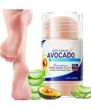 Foot Cream for Cracked Heels and Dry Skin Avocado Foot Cream Stick Natural Foot Care Cream Foot &Hand & Elbow Anti Drying Feet Cream for Dry Cracked Skin Deep Hydrating & Improve Dry Foot Soothing-40g