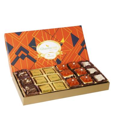 Ghasitaram Gifts Jaiccha Assorted Bites in Designer Box 18pcs |Diwali Gifts Holi Rakhi Valentine Christmas Birthday Anniversary Gift for Her Him Mothers Day Fathers Day| 18 pcs