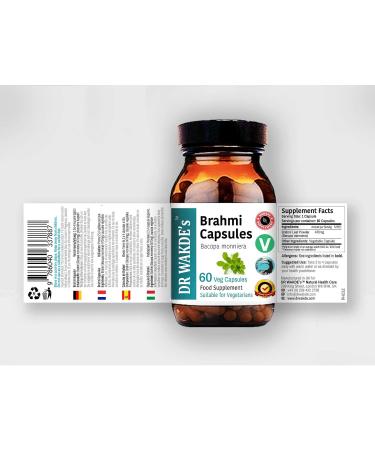 DR WAKDES Brahmi Capsules - 60 Vegan Ayurvedic Supplement for Mental Clarity & Focus | Bacopa Monnieri Herbal Natural Remedy - Buy Online on SooperMarket.com