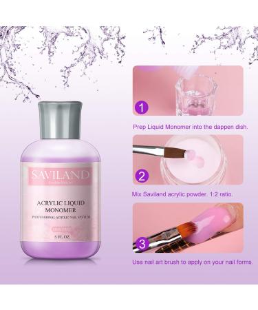 Saviland 5 oz Professional Acrylic Nail Liquid - Fast Dry & Non-Yellowing Polymer for High Capacity Acrylic Nail System - Buy Online on SooperMarket.com