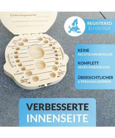 Original Zrilubkrelz Wooden Tooth Box for Children | German Milk Tooth Keepsake Gift | Personalized with Letter | 2 Versions for Boys & Girls - Buy Online on SooperMarket.com