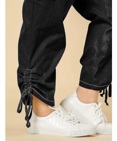 Agnes Orinda Women's Plus Size Drawstring Cargo Pants - 3X Black - Buy Online on SooperMarket.com