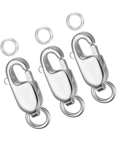925 Sterling Silver Lobster Claw Clasp with Closed Jump Rings for Necklaces Bracelet Or Jewelry Making Made in Italy.10mmx4mm(0.39 x 0.16 inch) 3 pack 925 sterling silver 0.39in/10MM