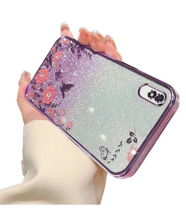Tivenfezk nadoli glitter diamond case for Xiaomi redmi 9a sparkle flower butterfly cell phone cover soft slope cover frame glossy silicone rhino etui protective cover xiaomi redmi 9a purple
