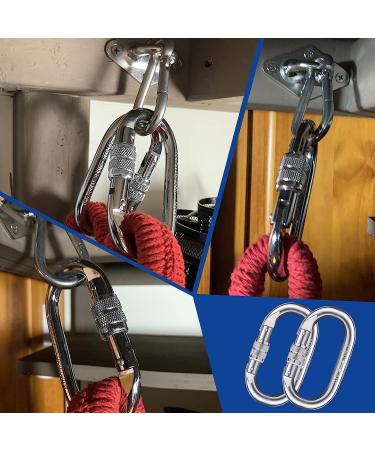 25kn/5600lbs Heavy Duty Screwgate Carabiner Clip for Climbing, Rigging, Ropes, Hammocks - O Shape (2 Pack) - Buy Online on SooperMarket.com