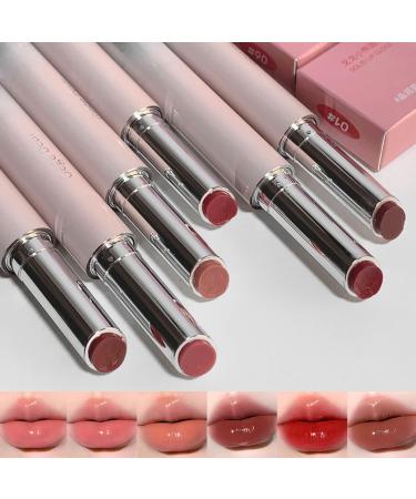 6 Colors Jelly Glossy Lipstick 6Pcs Nude to Red Mirror Hydrating Lip Gloss Long Lasting Moisturizing Tinted Lip Balm Plumping Water Lip Glaze Waterproof Long Lasting Lip Beauty Makeup