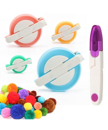 Hoedia 4 Size Pompom Makers Set Pom Pom Maker for Yarn,Fluff Ball Weaver for Yarn pom poms,Wool Knitting Craft IDY Tool Set with Scissors