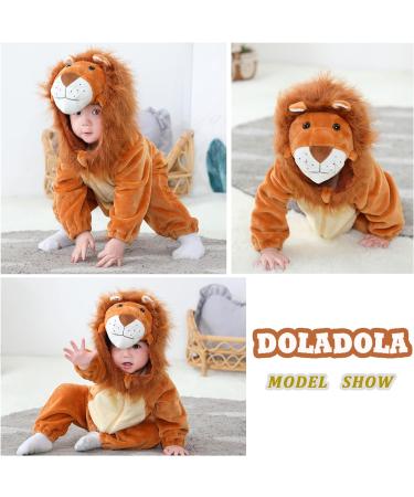 Doladola Unisex Baby Lion Romper | Flannel One Piece Pyjamas 6-12 Months - Buy Online on SooperMarket.com