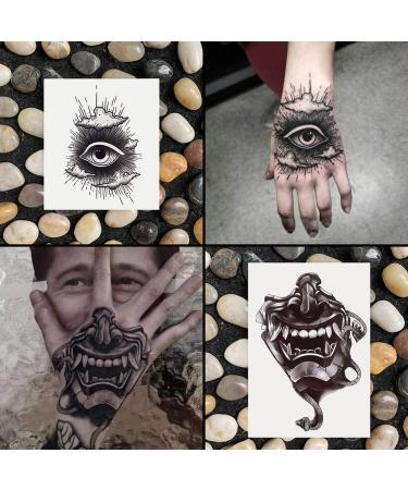 Oottati Waterproof Halloween Temporary Tattoo Stickers - 9 Sheets Black Skull Eye Devil Sun Moon Totem - Buy Online on SooperMarket.com