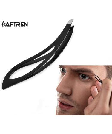 Wide Grip Slant Tweezers - German Stainless Steel - Hand-Filed Slanted Tips for Ultra-Precision - Tweezers for Eyebrows and Nose/Ear/Facial Hair - Professional Grade (Black) - Buy Online on SooperMarket.com