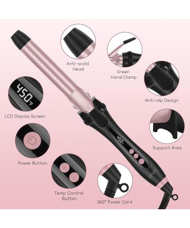 Prizm Pro Clamp Curling Iron Set 5 Interchangeable Barrels 11 Adjustable Temp Dual Voltage Rose Pink Perfect for Travel & Beautiful Curls - Buy Online on SooperMarket.com