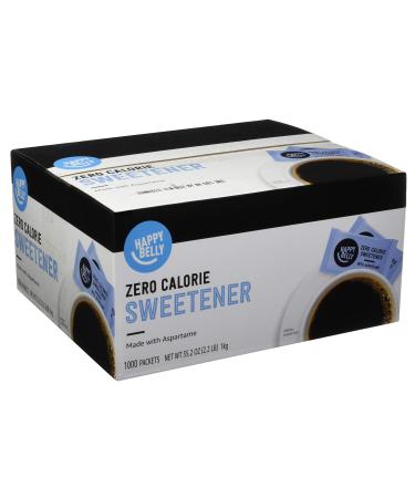 Amazon Brand - Happy Belly Zero Calorie Blue Aspartame Sweetener, 1000 Count (Previously Sugarly Sweet)