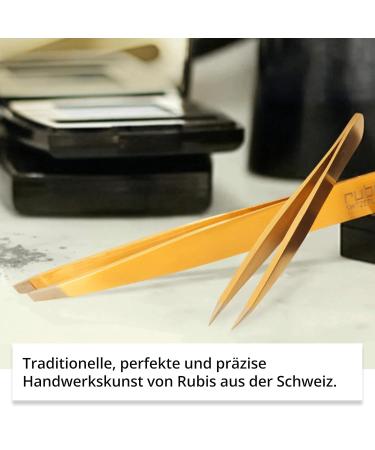 Rubis Gold Tweezers - Precision Eyebrow Plucking | Professional Fine & Pointed Sloping Tips for Hair Removal - International Shipping - Buy Online on SooperMarket.com