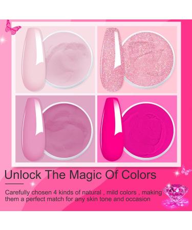 Honey Joy Dip Powder Nail Kit Starter Set - 4 Colors Hot Pink Glitter Dipping Powder Liquid with Base Top Coat Activator - Nail Art Manicure Salon DIY - No LED Lamp Needed - Dip-7pcs-01 - Buy Online on SooperMarket.com