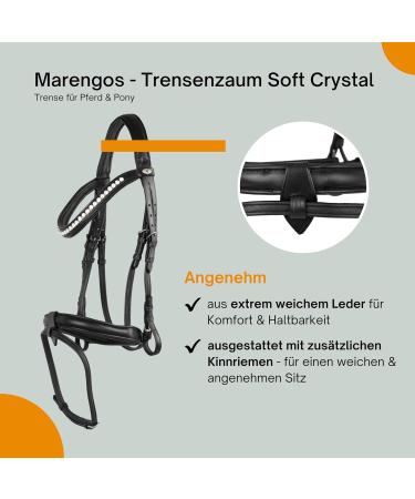 Marengos Soft Crystal Bridle for Horses & Ponies | Anatomically Shaped English Leather Bridle & Accessories in Black - Buy Online on SooperMarket.com