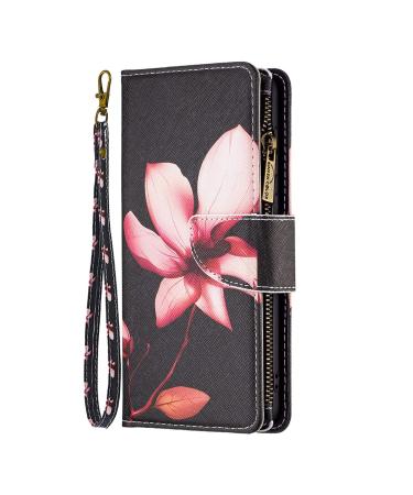 VQWQ mobile phone case for redmi grade 12 per case - protective cover for Redmi Note 12 Pro / Xiaomi Poco X5 Pro leather bag with trapper zipper map compartment flip case folding cover Magnetic 03 -Lotus Xiaomi Redmi Note 12 Pro / Xiaomi Poco X5 Pro Lotus