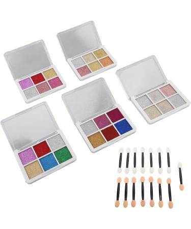 6 Colors Glitter Metallic Mirror Effect Nail Powder Long Lasting and Fine Powder Texture Suitable for DIY Nail Art with 15 Eyeshadow Sticks - Buy Online on SooperMarket.com