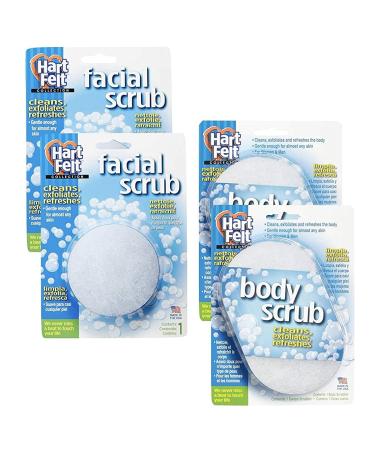 HartFelt Skin Care Bundle  Includes 2 Facial Scrub Sponges and 2 Body Scrub Sponges  4 Items