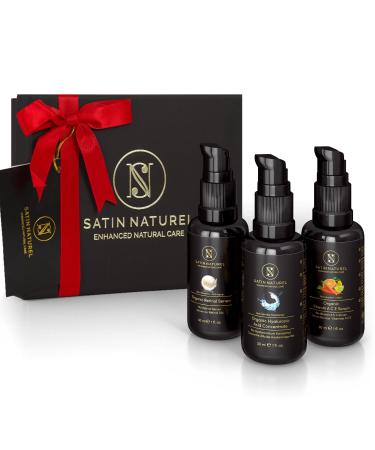 Christmas Gifts for Women Beauty Gift Box with Hyaluronic Acid Serum for Face + Vitamin C Serum + Retinol Serum 3x30ml - Gifts for her - Gifts for Mum - Natural Skincare by Satin Naturel