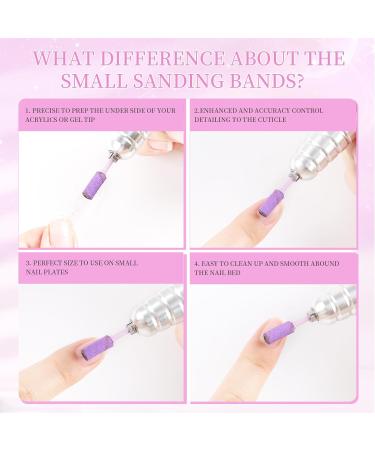 Small Sanding Bands for Nail Drill - 100Pcs 180 Grit Mini Sanding Bands with 3.1mm Mandrel Bits for Acrylic & Gel Manicures (Purple - Buy Online on SooperMarket.com