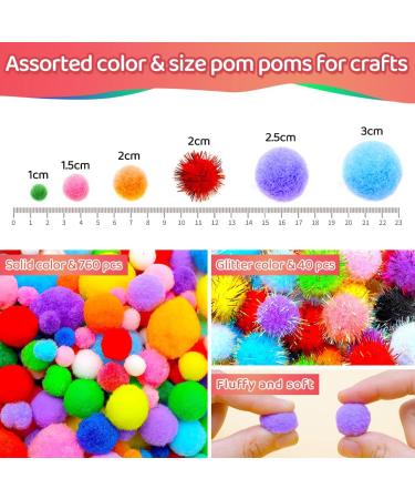 Iooleem 800pcs Multi-Colored Glitter Pom Poms Assorted Sizes for Crafts - Arts & Craft Supplies - Buy Online on SooperMarket.com