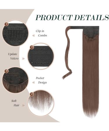 FESHFEN Straight Long Wrap Around Ponytail Extension 28 Synthetic Hair Clip in Hairpiece - Light Golden Brown (Pack of 1) - Buy Online on SooperMarket.com