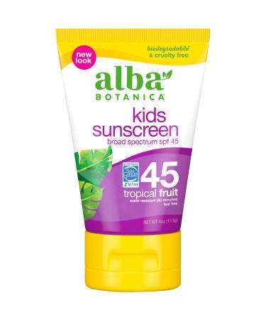 Alba Botanica Kids Sunscreen Tropical Fruit SPF 45 4 oz (113 g)