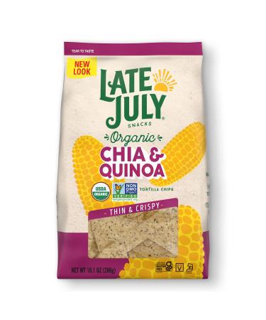 LATE JULY Snacks Chia and Quinoa Thin and Crispy Organic Tortilla Chips, 10.1 oz. Bag
