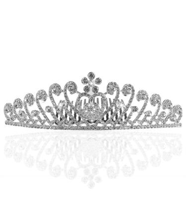 Frcolor Wedding Bridal Princess Rhinestone Tiara Crown with Comb