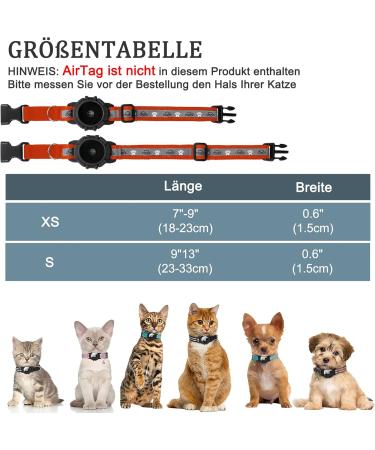 Reflective Airtag Cat Neck Band - Jiarui GPS Collar for Cats & Puppies 9-13 inch - Adjustable with Bell - Orange - Buy Online on SooperMarket.com