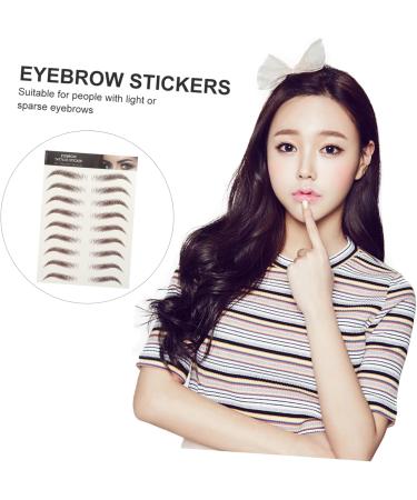 Baluue 63 Sheets Waterproof Eyebrow Stickers Imitation Eyebrow Stick on Eyebrows Makeup Brow Sticker Brown - Buy Online on SooperMarket.com